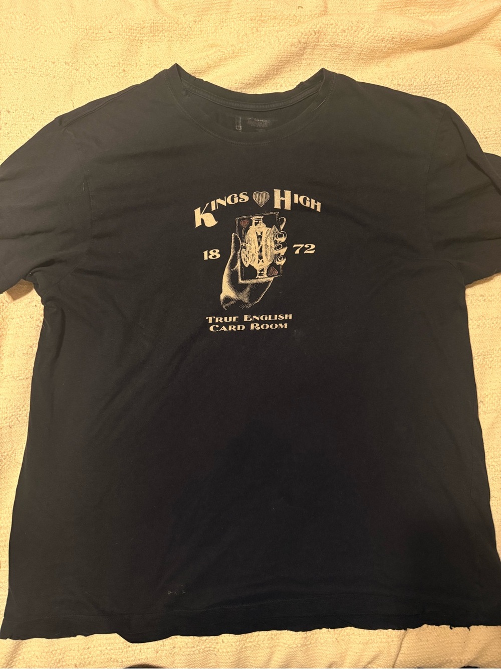 Kings High True English Card Room Graphic Tee Black Skull Playing Cards XL